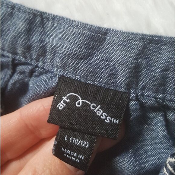 Art Class Girls Chambray Denim Embroidered Long Sleeve Dress Size Large 10 12 - Picture 2 of 7